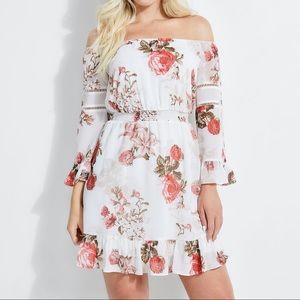 [Guess] TEANNA FLORAL OFF-THE-SHOULDER DRESS